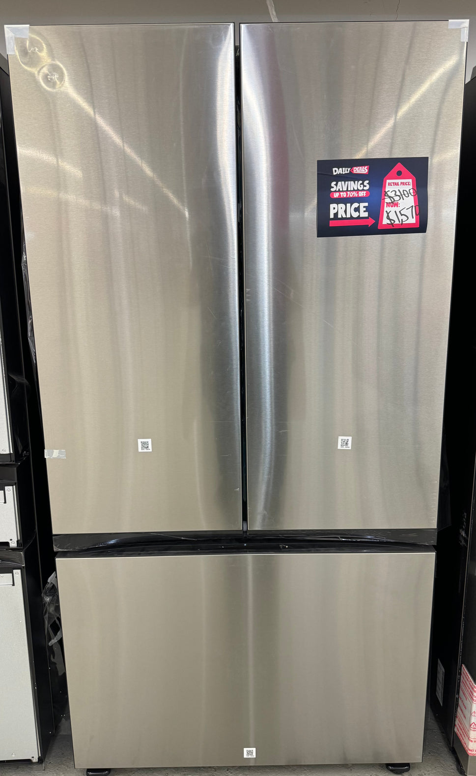 Samsung Bespoke 3-Door French Door Refrigerator (30 cu. ft.) with Beverage Center™ in Stainless Steel