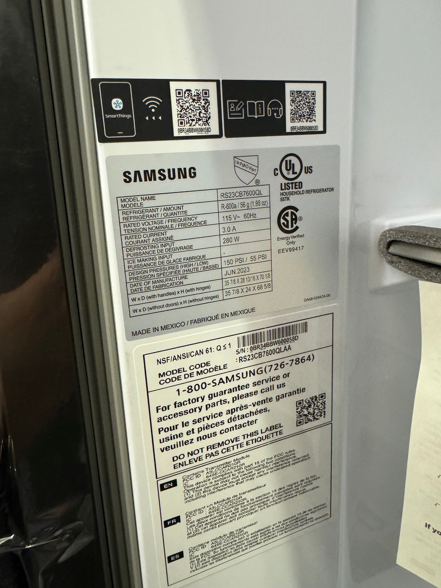 Samsung Bespoke Counter Depth Side-by-Side 23 cu. ft. Refrigerator with Beverage Center™ in Stainless Steel