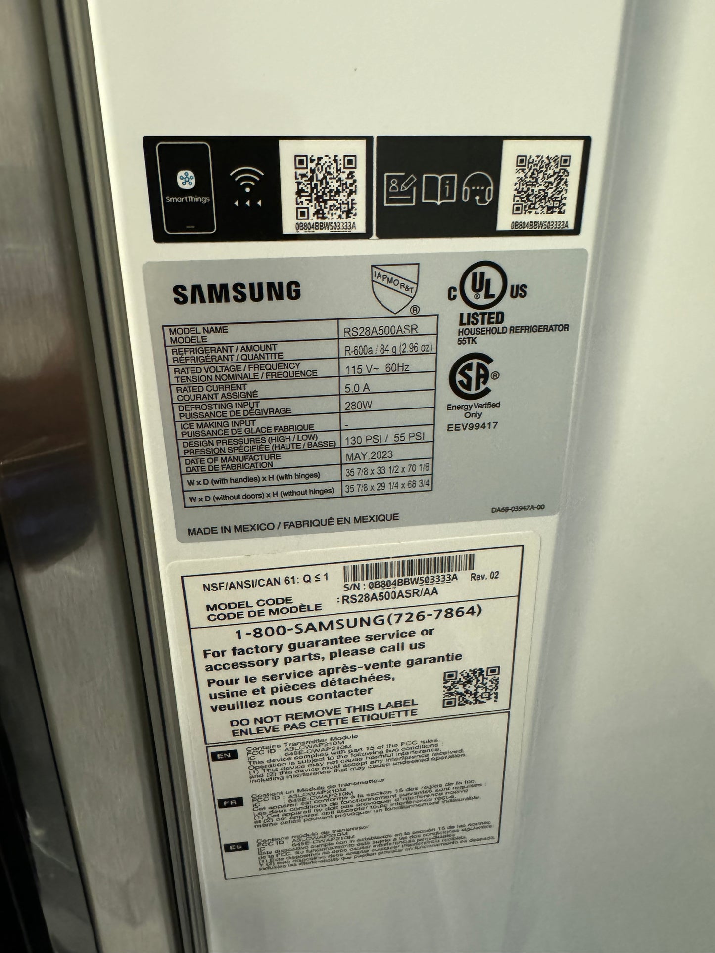 Samsung 28 cu. ft. Smart Side-by-Side Refrigerator in Stainless Steel (has dents)