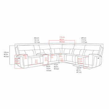 Gilman Creek Furniture
 Lauretta 6-piece Leather Power Reclining Sectional with Power Headrests