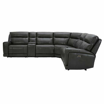 Gilman Creek Furniture
 Lauretta 6-piece Leather Power Reclining Sectional with Power Headrests