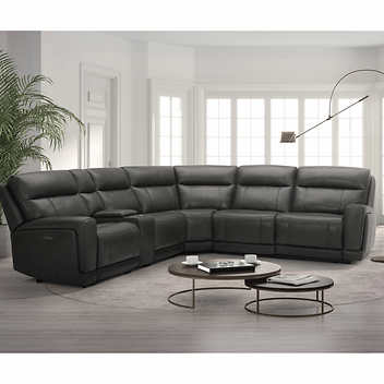 Gilman Creek Furniture
 Lauretta 6-piece Leather Power Reclining Sectional with Power Headrests