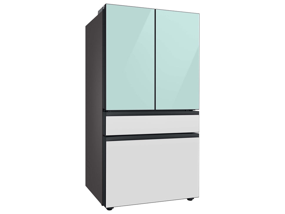 Samsung Bespoke 4-Door French Door Refrigerator (29 cu. ft.) with Beverage Center™ in Morning Blue Glass Top Panels and White Glass Middle and Bottom Panels