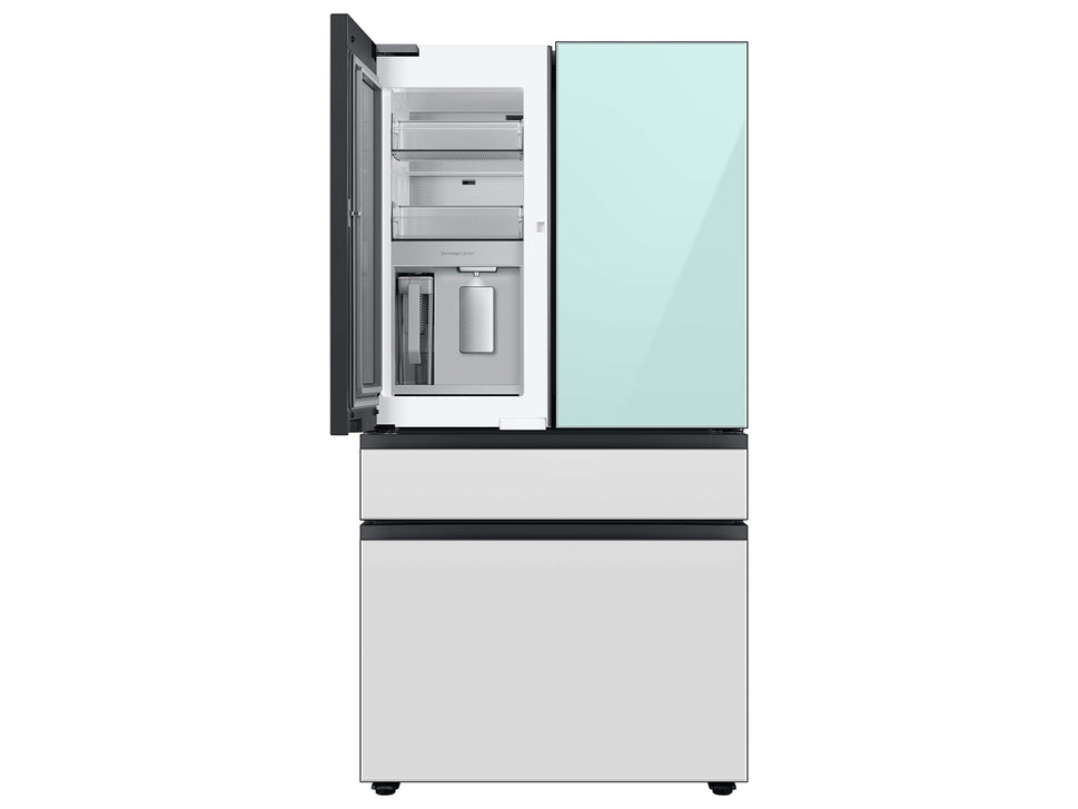 Samsung Bespoke 4-Door French Door Refrigerator (29 cu. ft.) with Beverage Center™ in Morning Blue Glass Top Panels and White Glass Middle and Bottom Panels