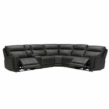 Gilman Creek Furniture
 Lauretta 6-piece Leather Power Reclining Sectional with Power Headrests