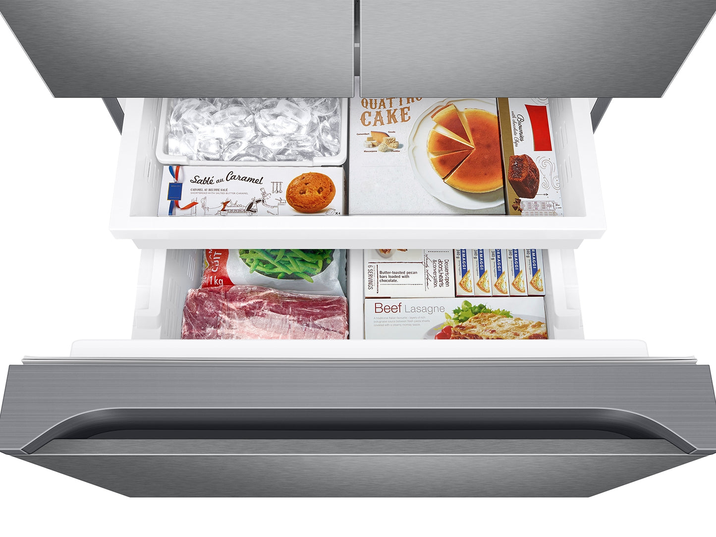 Samsung 22 cu. ft. Smart 3-Door French Door Refrigerator in Stainless Steel